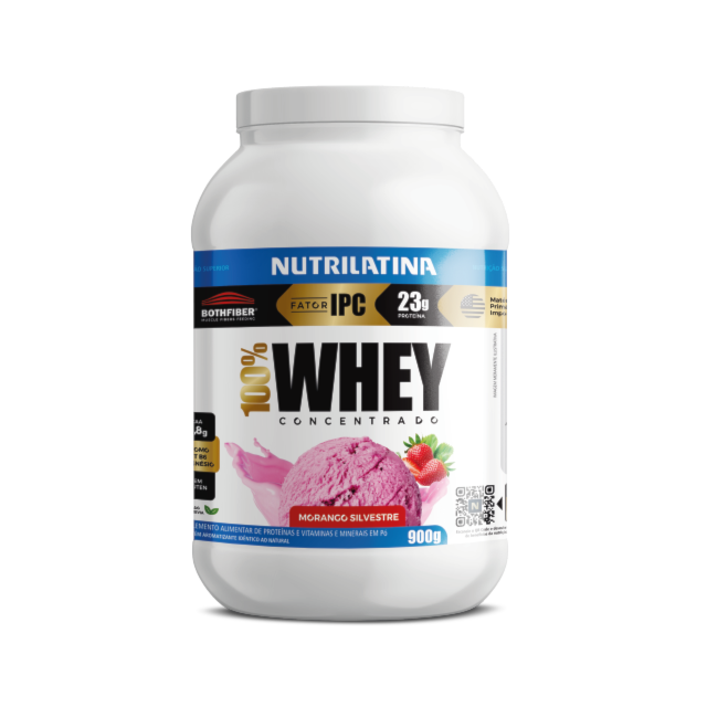 100% Whey Concentrada Morango 900g - Nutrilatina