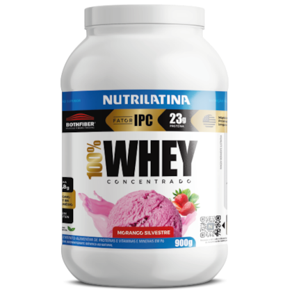 100% Whey Concentrada Morango 900g - Nutrilatina