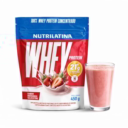 100% Whey Protein - Morango Silvestre 450g - Nutrilatina