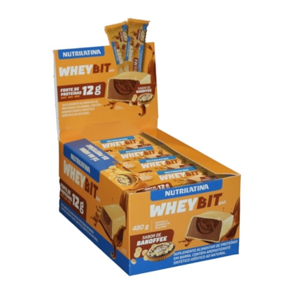 Barra de Proteína Banoffee 40g Nutrilatina. Display c/ 12 Barras.