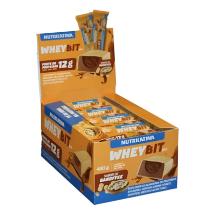Barra de Proteína Banoffee 40g Nutrilatina. Display c/ 12 Barras.