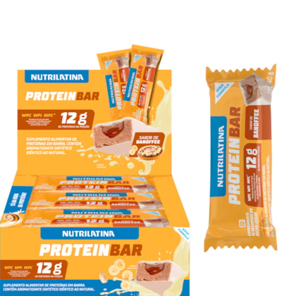 Barra de Proteína Banoffee 40g Nutrilatina. Display c/ 12 Barras.