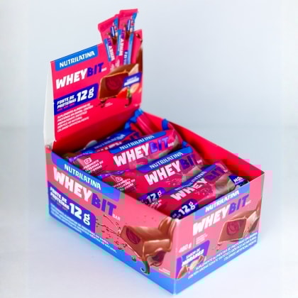 Barra de Proteína Morango 40g Nutrilatina. Display c/ 12 Barras.