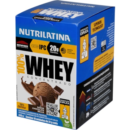 Display 100% Whey Chocolate Belga 300g (10x30g) - Nutrilatina