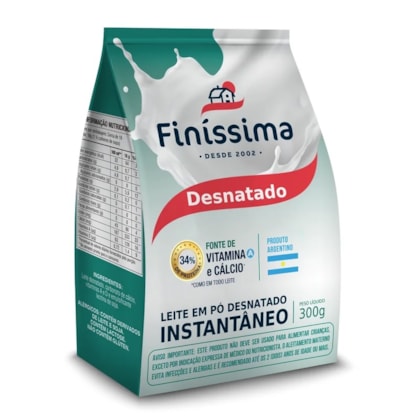 Leite em Pó Desnatado Inst Vitaminado Finíssima - 300g