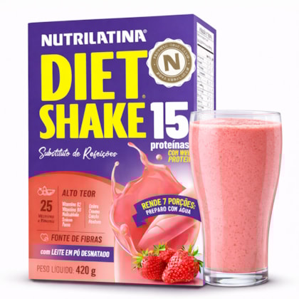 Novo Diet Shake Nutrilatina 420g - Sabor Morango