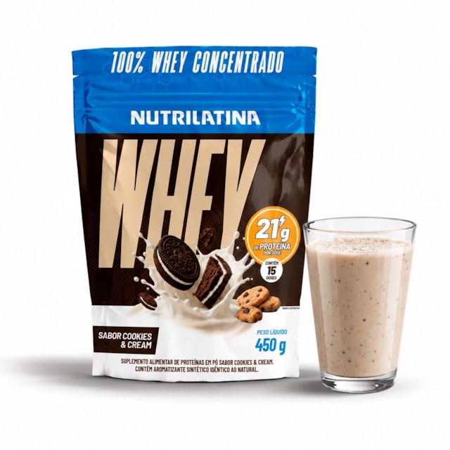 Whey Protein Nutrilatina Sabor Cookies & Cream 450g